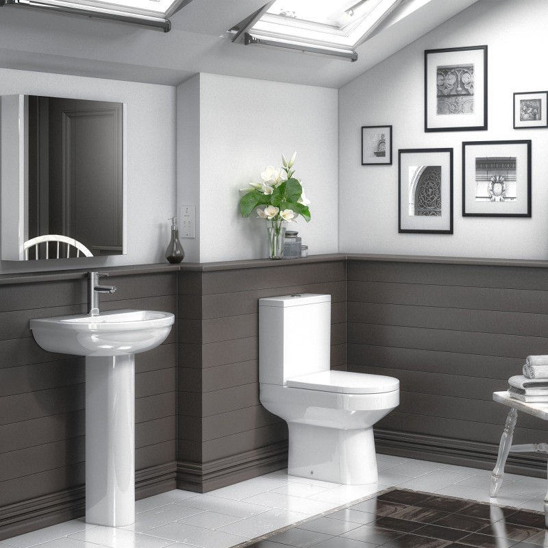 Harmony 355mm(w) x 800mm(h) Semi Flush to Wall Toilet Pan & Cistern (Optional Seats) - Insitu