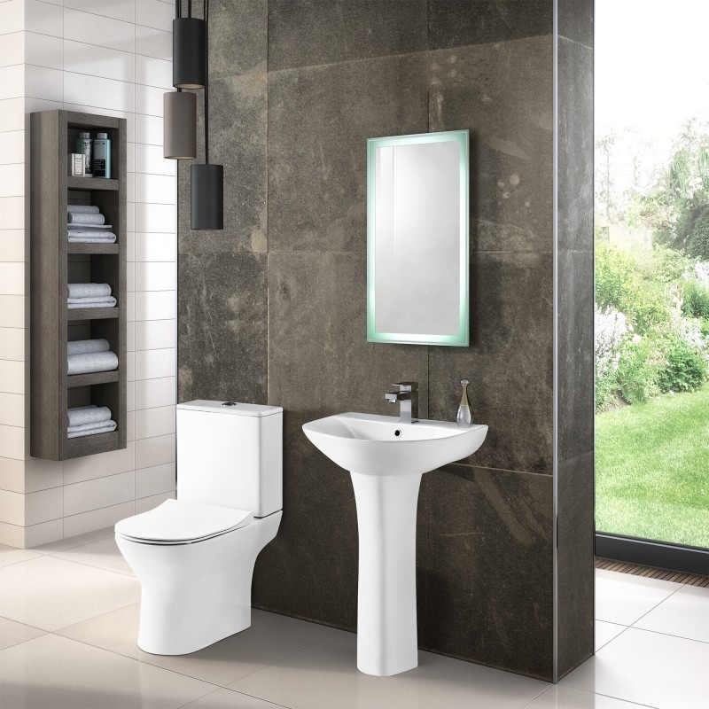 Freya 375mm(w) x 800mm(h) Short Projection Toilet Pan & Cistern (Includes Soft Close Seat) - Insitu