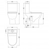 Freya 375mm(w) x 800mm(h) Short Projection Toilet Pan & Cistern (Includes Soft Close Seat) - Technical Drawing