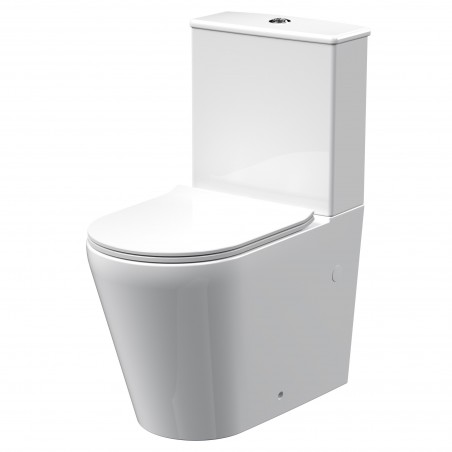 Freya Rimless Flush To Wall Toilet Pan Cistern & Soft Close Seat