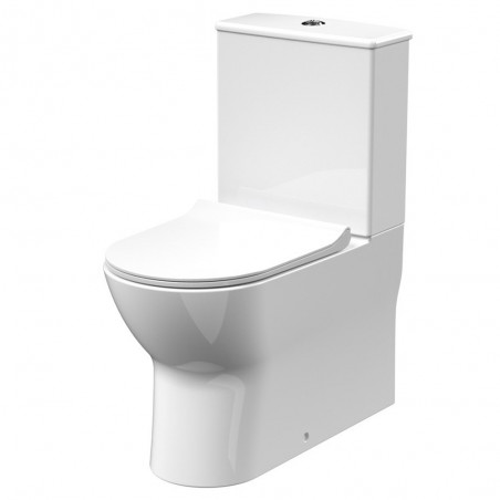 Freya Rimless Semi Flush To Wall Close Couple Toilet Pan Cistern & Soft Close Seat
