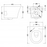 Freya Wall Hung Toilet Pan - Slim Sandwich Soft Close Seat - Technical Drawing