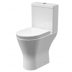 Freya Comfort Height Close Coupled Rimless Toilet Pan with Push Button Cistern - Soft Close Seat