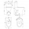 Freya Comfort Height Close Coupled Rimless Toilet Pan with Push Button Cistern - Soft Close Seat - Technical Drawing
