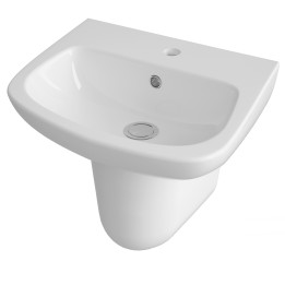 Ambrose 450mm(w) x 405mm(h) Basin & Semi Pedestal (1 Tap Hole)