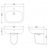 Ambrose 500mm(w) x 415mm(h) Basin & Semi Pedestal (1 Tap Hole) - Technical Drawing
