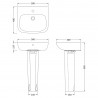 Ambrose 500mm(w) x 805mm(h) Basin & Pedestal (1 Tap Hole) - Technical Drawing