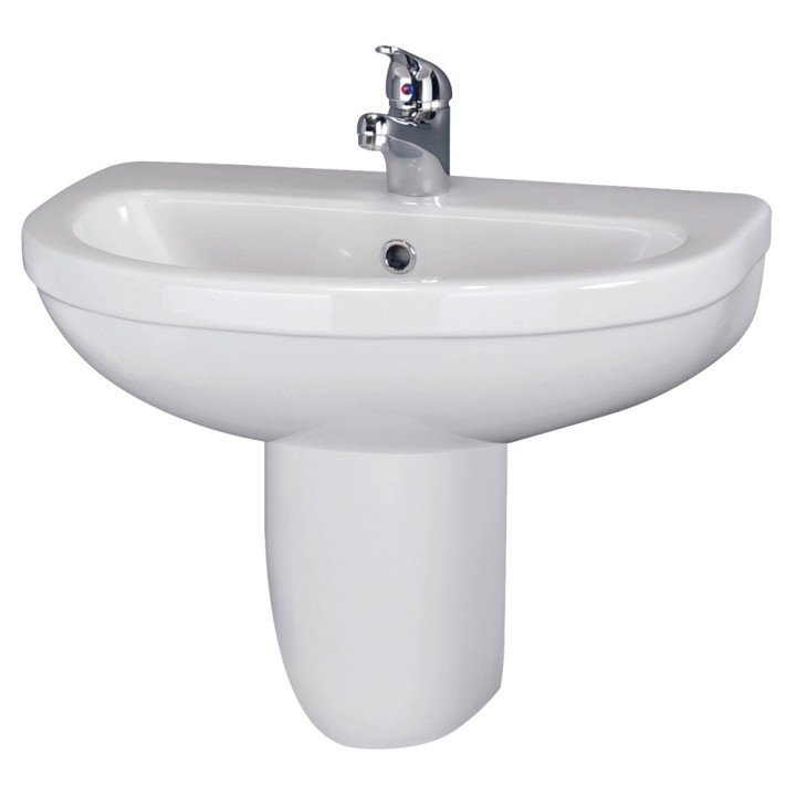Ivo 550mm(w) x 495mm(h) Basin & Semi Pedestal (1 Tap Hole)