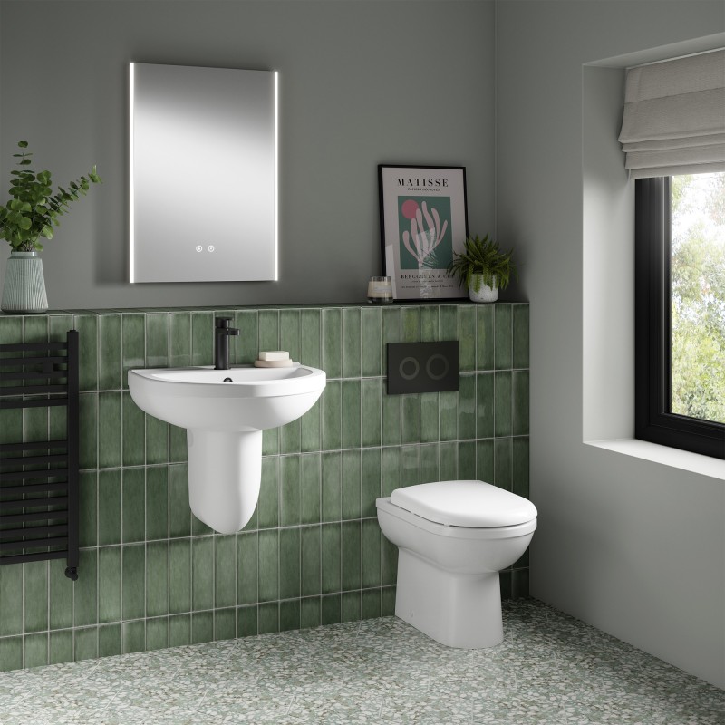 Ivo 550mm(w) x 495mm(h) Basin & Semi Pedestal (1 Tap Hole) - Insitu