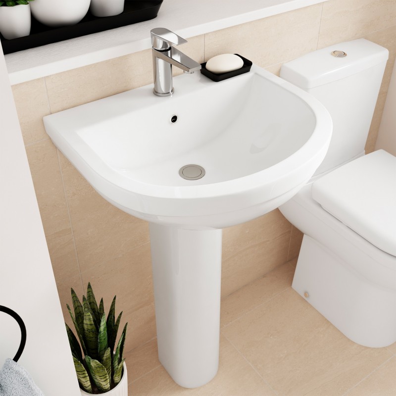 Ivo 550mm(w) x 495mm(h) Basin Pedestal (1 Tap Hole) - Insitu