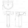 Ivo 550mm(w) x 495mm(h) Basin Pedestal (1 Tap Hole) - Technical Drawing