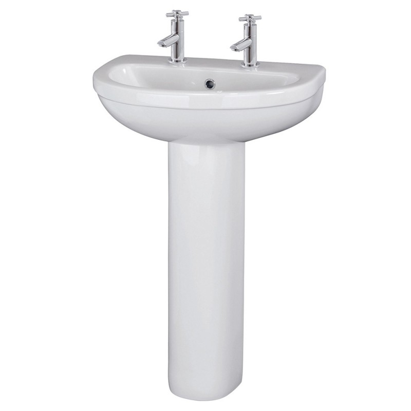 Ivo 550mm(w) x 845mm(h) Basin Pedestal (2 Tap Holes)