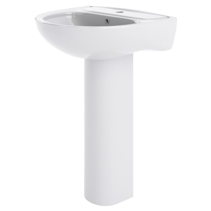 Lawton 550mm(w) x 860mm(h) Basin & Pedestal (1 Tap Hole)