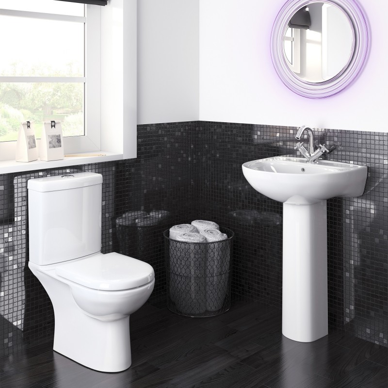 Lawton 550mm(w) x 860mm(h) Basin & Pedestal (1 Tap Hole) - Insitu