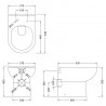 Lawton 375mm(w) x 390mm(h) Back to Wall Toilet (Optional Seats) - Technical Drawing
