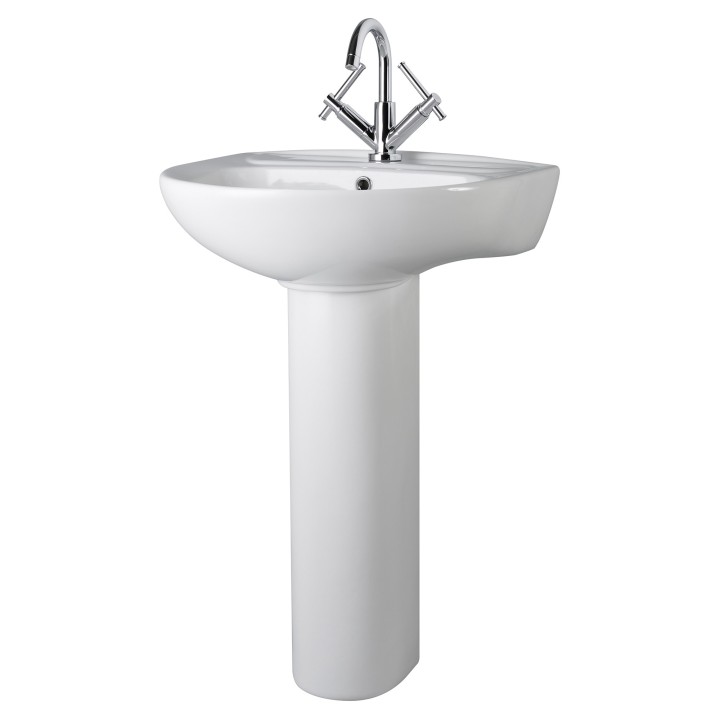 Melbourne 550mm(w) x 840mm(h) Basin & Pedestal (1 Tap Hole)