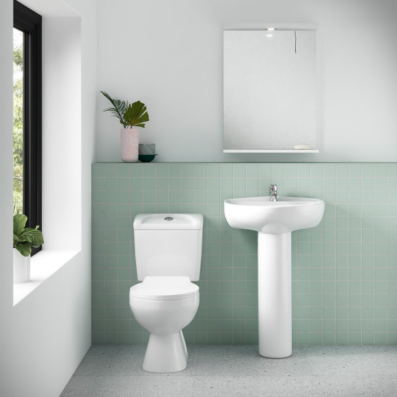 Melbourne 550mm(w) x 840mm(h) Basin & Pedestal (1 Tap Hole) - Insitu