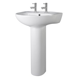 Melbourne 550mm(w) x 840mm(h) Basin & Pedestal (2 Tap Holes)