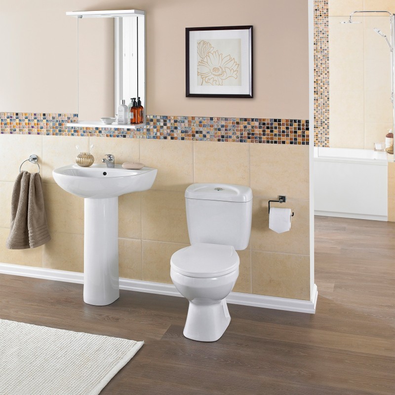 Melbourne 382mm(w) 748mm(h) Toilet Pan with Cistern (Includes Seat) - Insitu