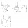 Melbourne 355mm(w) x 390mm(h) Wall Hung Toilet (Optional Seats) - Technical Drawing