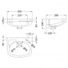350mm (w) x 140mm (h) x 280mm (d) Wall Hung Basin (1 Right Hand Side Tap Hole) - Technical Drawing