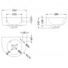 350mm (w) x 145mm (h) x 280mm (d) Wall Hung Basin (1 Right Hand Side Tap Hole) - Technical Drawing