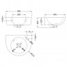 430mm (w) x 165mm (h) x 345mm (d) Wall Hung Basin (1 Right Hand Side Tap Hole) - Technical Drawing
