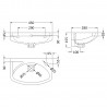 450mm (w) x 155mm (h) x 280mm (d) Wall Hung Basin (1 Right Hand Side Tap Hole) - Technical Drawing