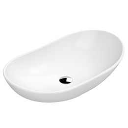 615 x 360mm Round Ceramic Counter Top Basin - Matt White