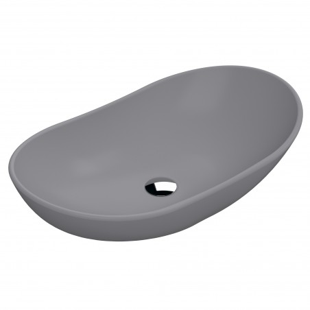 615 x 360mm Round Ceramic Counter Top Basin - Matt Grey