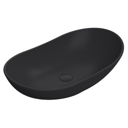 615 x 360mm Round Ceramic Counter Top Basin - Matt Black