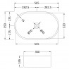 565 x 350mm Oval Ceramic Counter Top Basin - Matt White - Technical Drawing