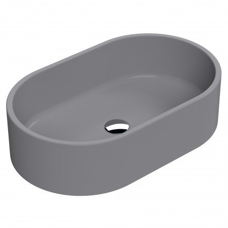 565 x 350mm Oval Ceramic Counter Top Basin - Matt Grey