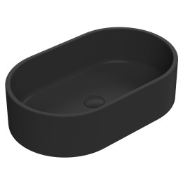 565 x 350mm Oval Ceramic Counter Top Basin - Matt Black