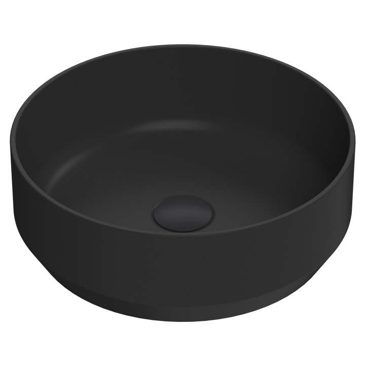 350 x 350mm Round Ceramic Counter Top Basin - Matt Black