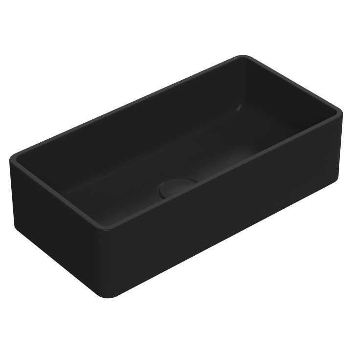 465 x 235mm Rectangle Ceramic Counter Top Basin - Matt Black