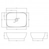 455 x 325mm Square Cermica Counter Top Basin - Matt White - Technical Drawing