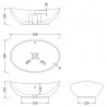 588 x 390mm Oval Ceramic Counter Top Basin - White - Technical Drawing