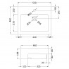 530mm (w) x 168mm (h) x 440mm (d) Square Semi Recessed Basin (1 Tap Hole) - Technical Drawing