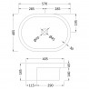 560mm (w) x 185mm (h) x 400mm (d) Round Semi Recessed Basin - Technical Drawing