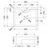 480mm (w) x 130mm (h) x 370mm (d) Square Semi Recessed Basin (1 Tap Hole) - Technical Drawing