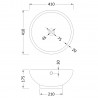420mm (w) x 175mm (h) x 420mm (d) Round Counter Top Basin - Technical Drawing