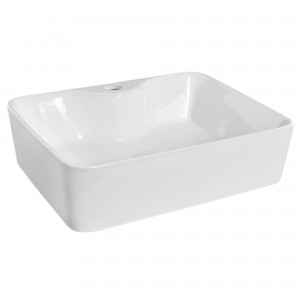 480mm (w) x 135mm (h) x 374mm (d) Square Ceramic Counter Top Basin