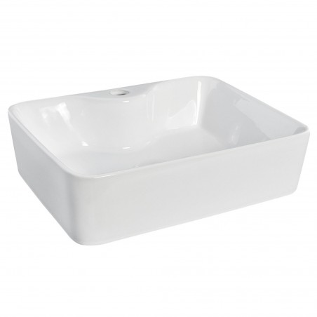 480mm (w) x 135mm (h) x 374mm (d) Square Ceramic Counter Top Basin