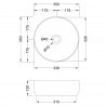 350 x 350mm Round Ceramic Counter Top Basin - White - Technical Drawing