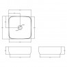 365 x 365mm Square Ceramic Counter Top Basin - White - Technical Drawing