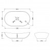 615 x 360mm Round Ceramic Counter Top Basin - White - Technical Drawing