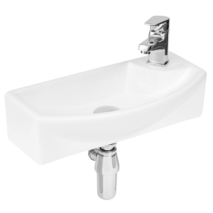 450mm (w) x 120mm (h) x 220mm (d) Wall Hung Basin With Left Hand Single Tap Hole