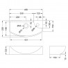450mm (w) x 120mm (h) x 220mm (d) Wall Hung Basin With Left Hand Single Tap Hole - Technical Drawing