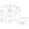 600mm (w) x 150mm (h) x 400mm (d) Wall Hung Basin (1 Tap Hole) - Technical Drawing